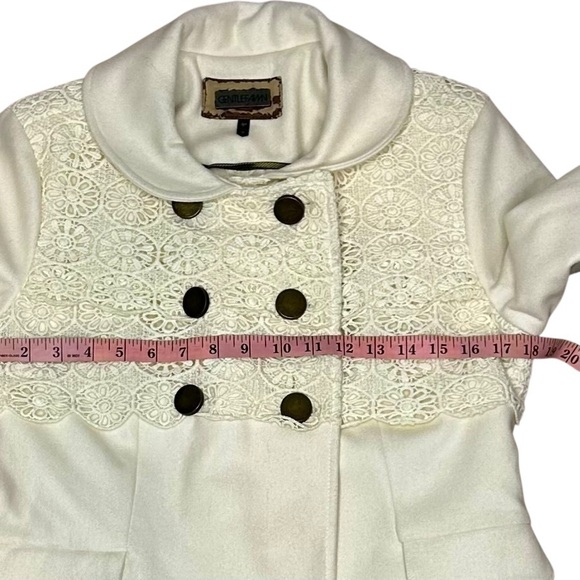 Gentle Fawn Cream Lace-Detail Pea Coat Size S - Picture 12 of 12